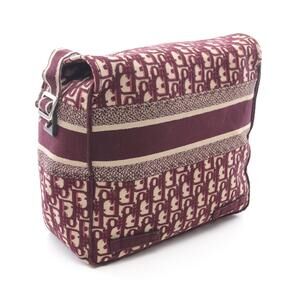 Dior Bag Purple Canvas Shoulder Leather Oblique Bordeaux Beige Camp